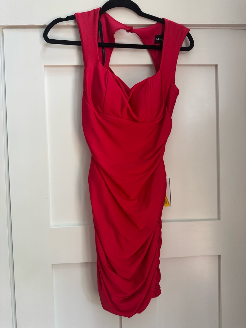 Next Red Ruched Open-Back Bodycon Dress - Picture 2 of 3